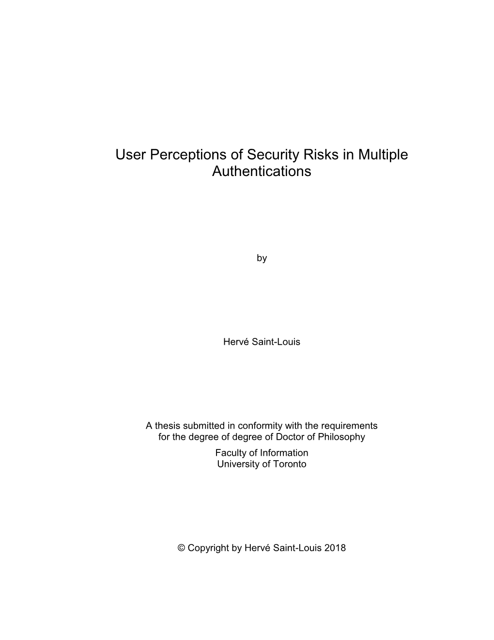 User Perceptions of Security Risks in Multiple Authentications