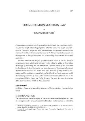 Communication Models in Law1