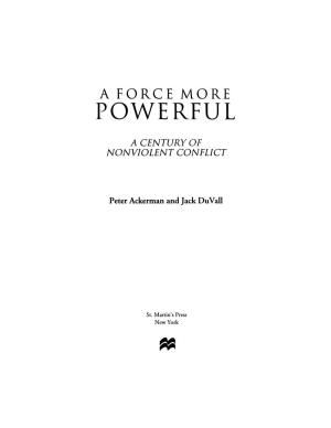A Force More Powerful a Century of Nonviolent