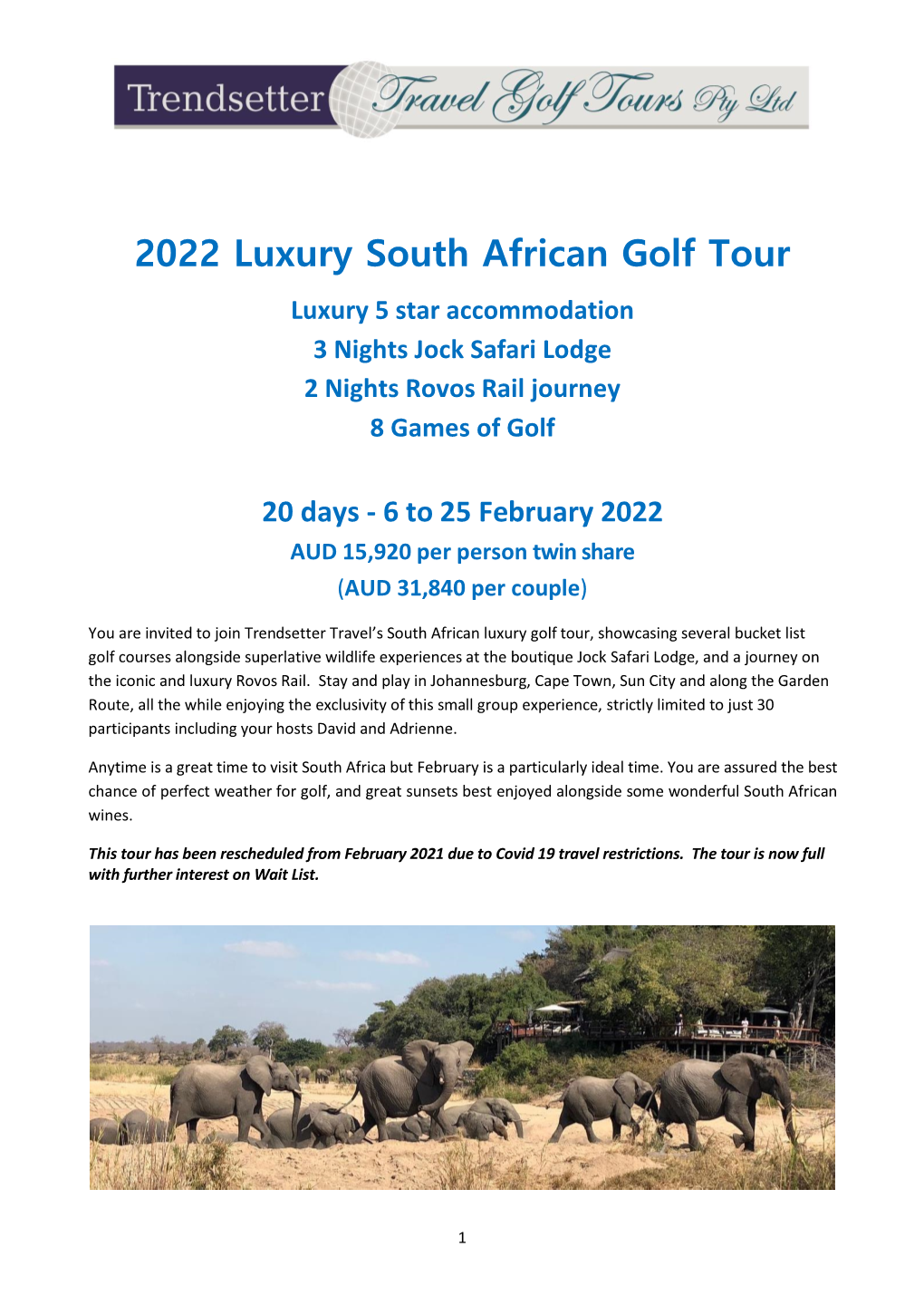 2022 Luxury South African Golf Tour