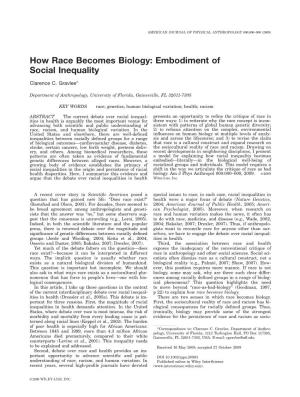 How Race Becomes Biology: Embodiment of Social Inequality Clarence C