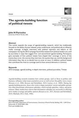 The Agenda-Building Function of Political Tweets