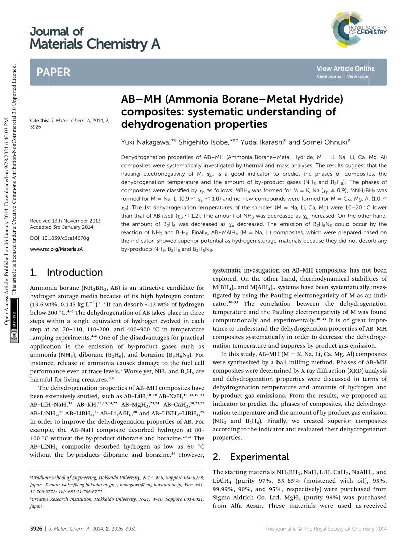 AB–MH (Ammonia Borane–Metal Hydride) Composites: Systematic Understanding of Dehydrogenation Properties