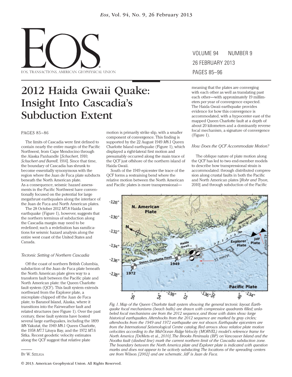2012 Haida Gwaii Quake: Insight Into Cascadias Subduction Extent