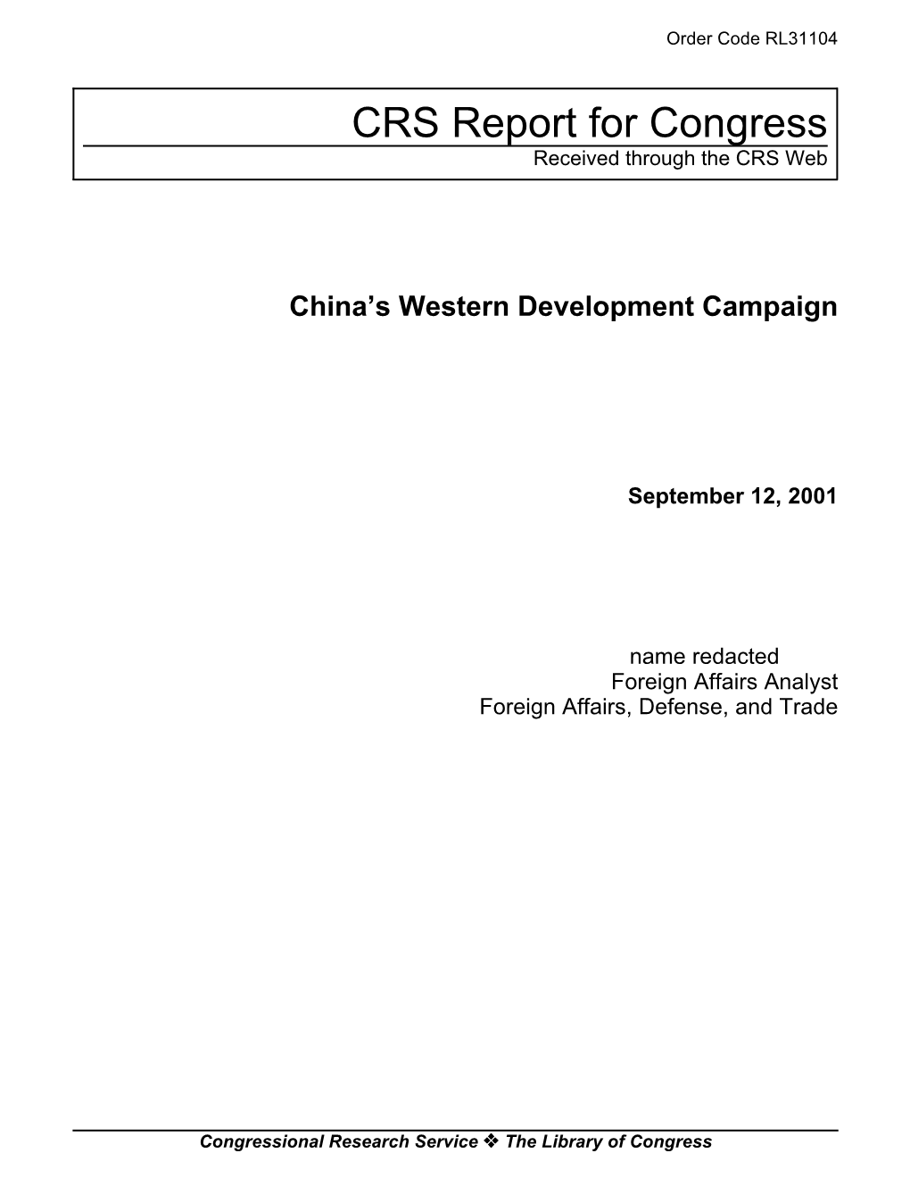 China's Western Development Campaign