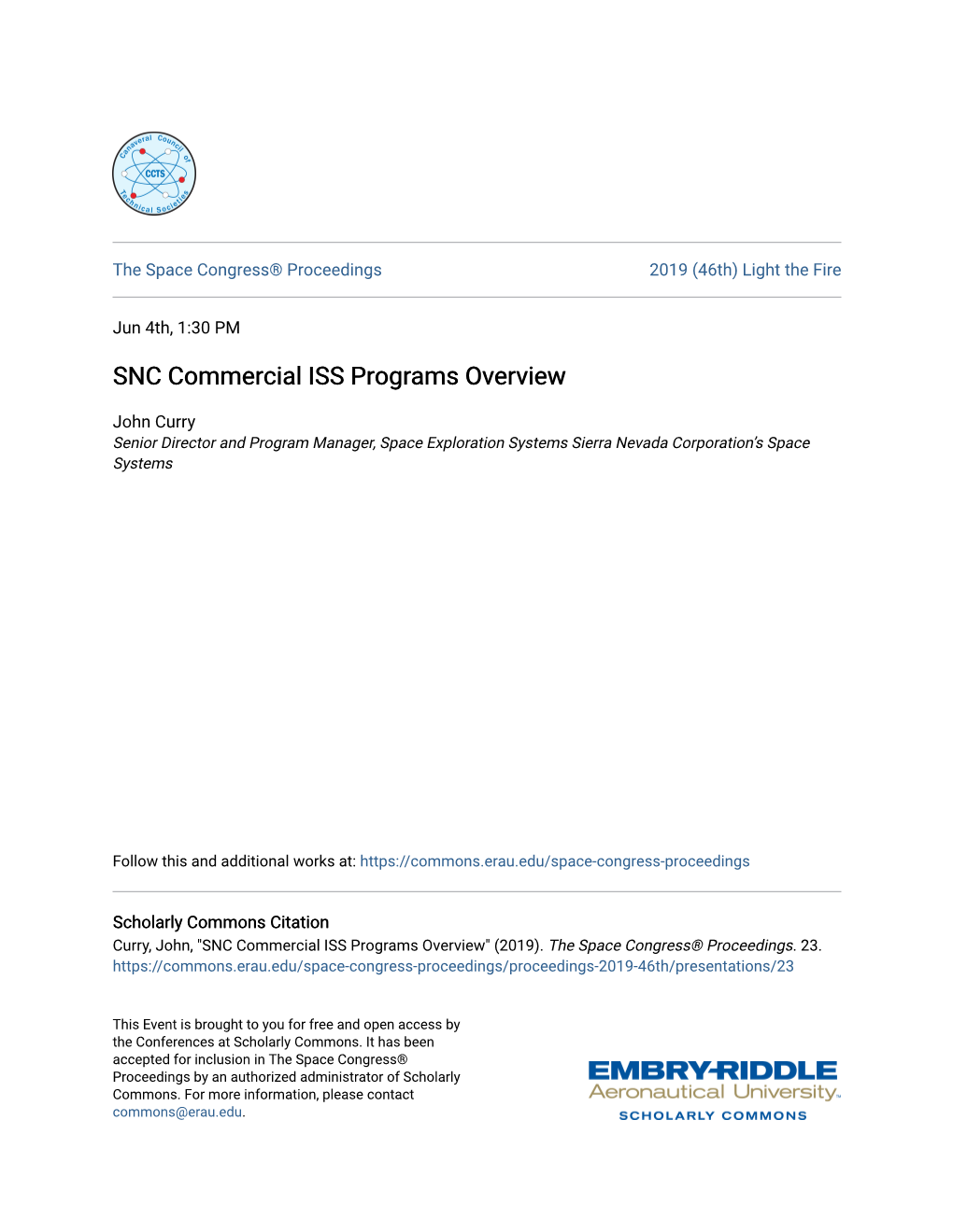 SNC Commercial ISS Programs Overview