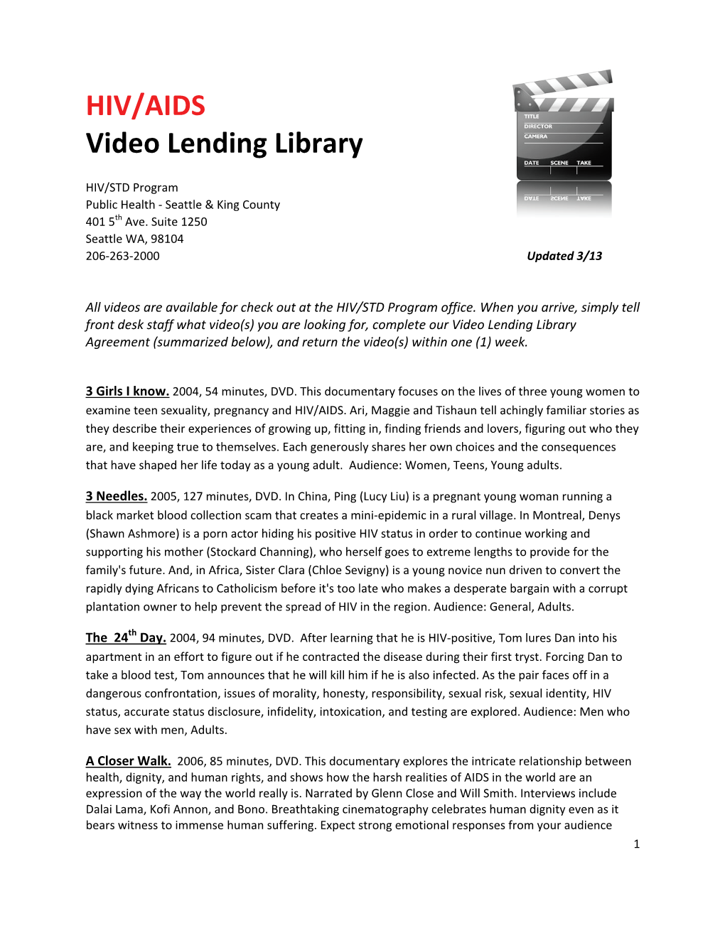 HIV/AIDS Video Lending Library