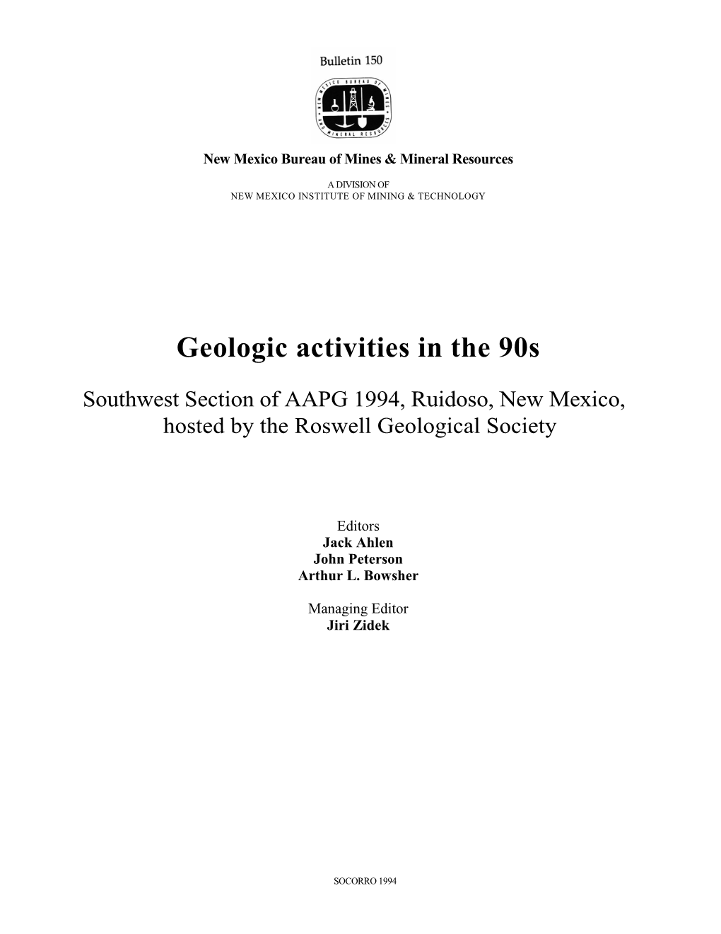 Geologic Activities in the 90S