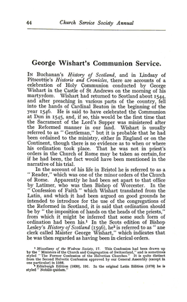 George Wishart's Communion Service
