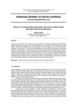 Eurasian Journal of Social Sciences, 4(4), 2016, 1-13 DOI: 10.15604/Ejss.2016.04.04.001