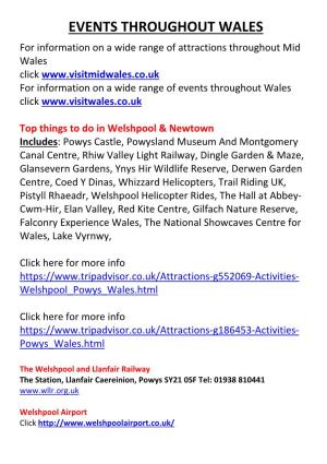 Events Throughout Wales