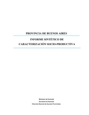 Provincia De Buenos Aires Informe Sintético De Caracterización Socio
