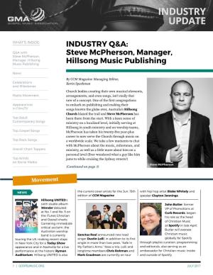 INDUSTRY Q&A: Steve Mcpherson, Manager, Hillsong Music Publishing