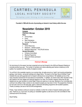 Newsletter: October 2019