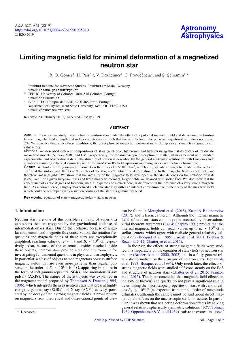 Limiting Magnetic Field for Minimal Deformation of a Magnetized