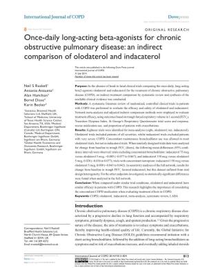 Once-Daily Long-Acting Beta-Agonists for Chronic Obstructive Pulmonary Disease: an Indirect Comparison of Olodaterol and Indacaterol