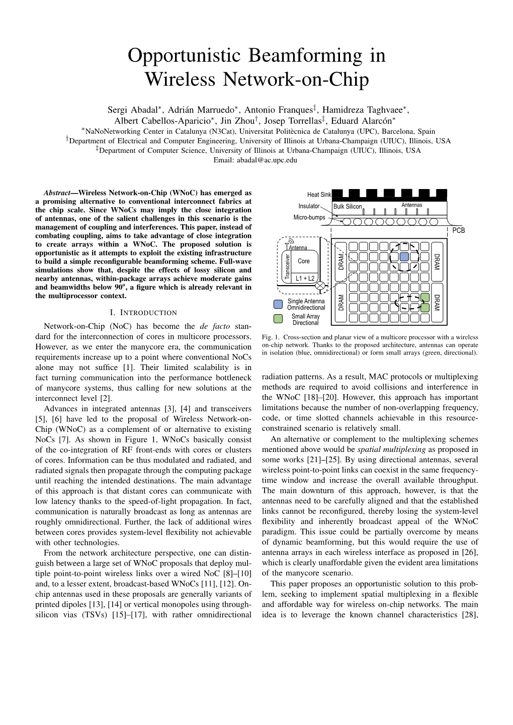 Opportunistic Beamforming in Wireless Network-On-Chip