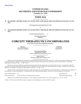 CORCEPT THERAPEUTICS INCORPORATED (Exact Name of Corporation As Specified in Its Charter)