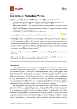 The Toxins of Nemertean Worms