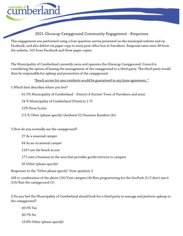 2021 Glooscap Campground Community Engagement