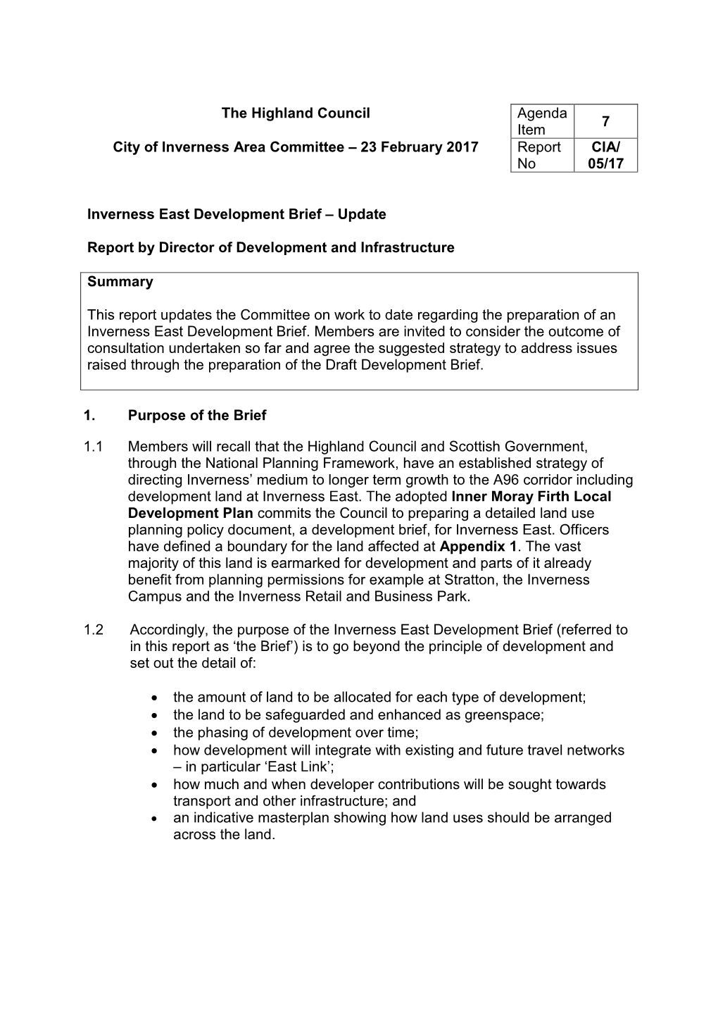 Item 7 Inverness East Development Brief
