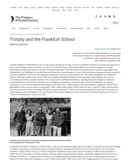 Trotsky and the Frankfurt School Trotsky and the Frankfurt School Helmut Dahmer