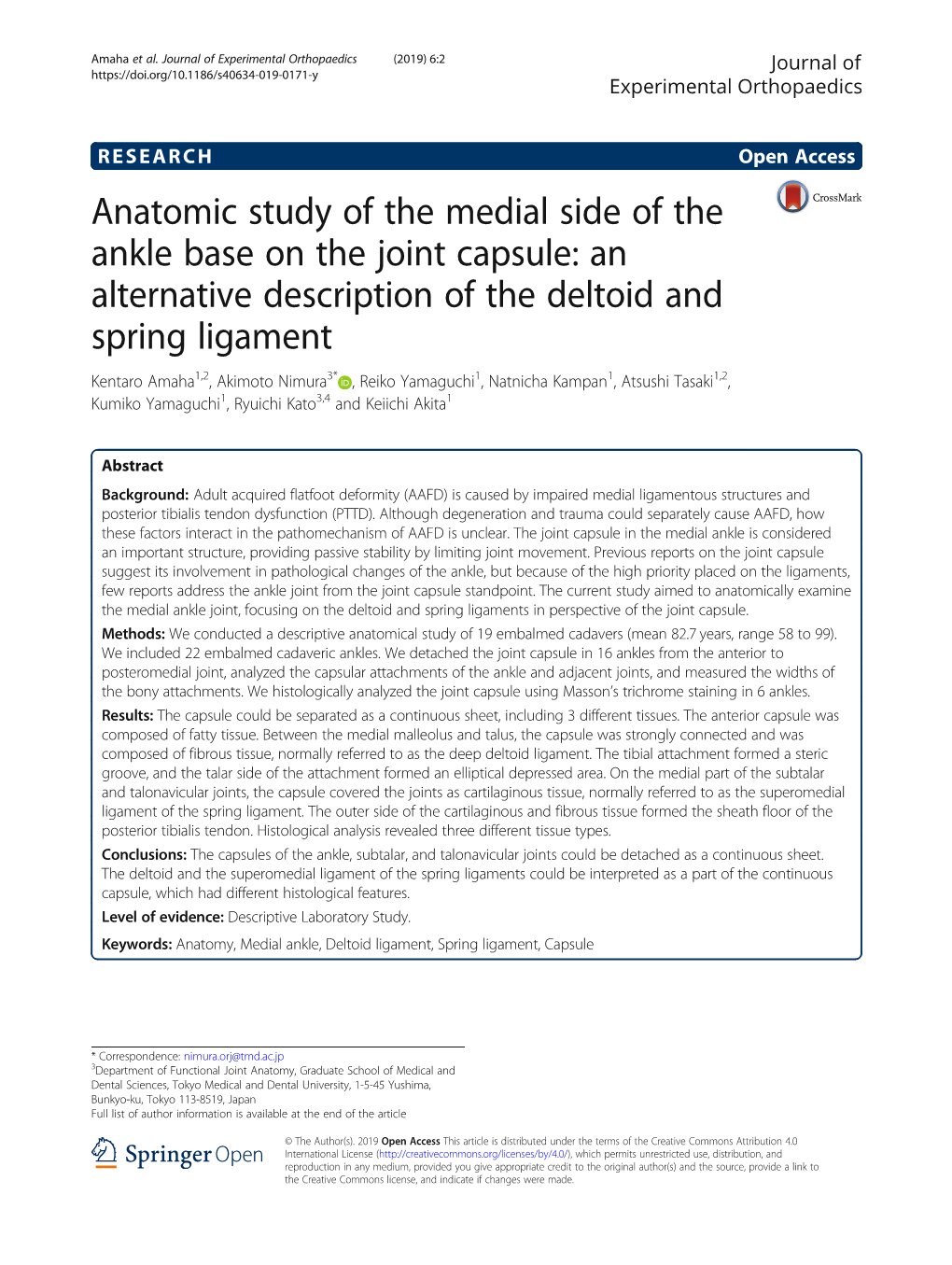 Anatomic Study of the Medial Side