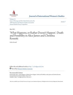 Death and Possibility in Alice James and Christina Rossetti Erika Kvistad