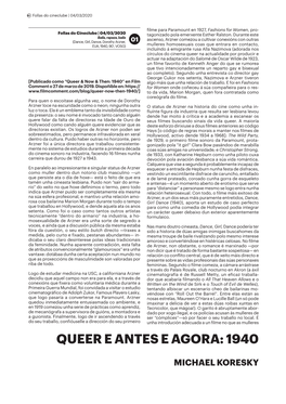 Queer E Antes E Agora: 1940