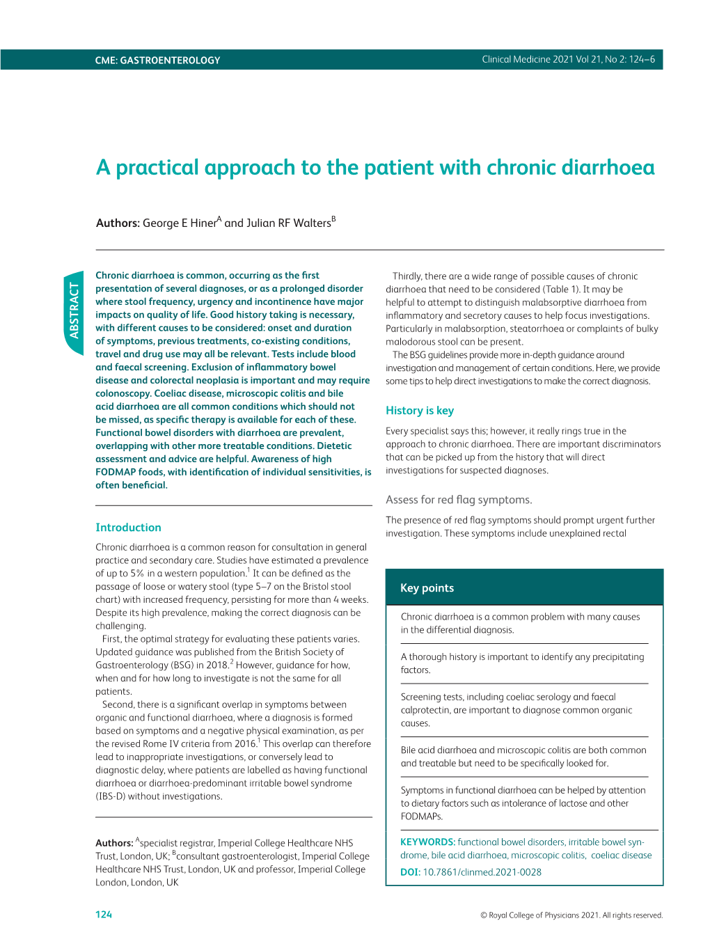 A Practical Approach to the Patient with Chronic Diarrhoea