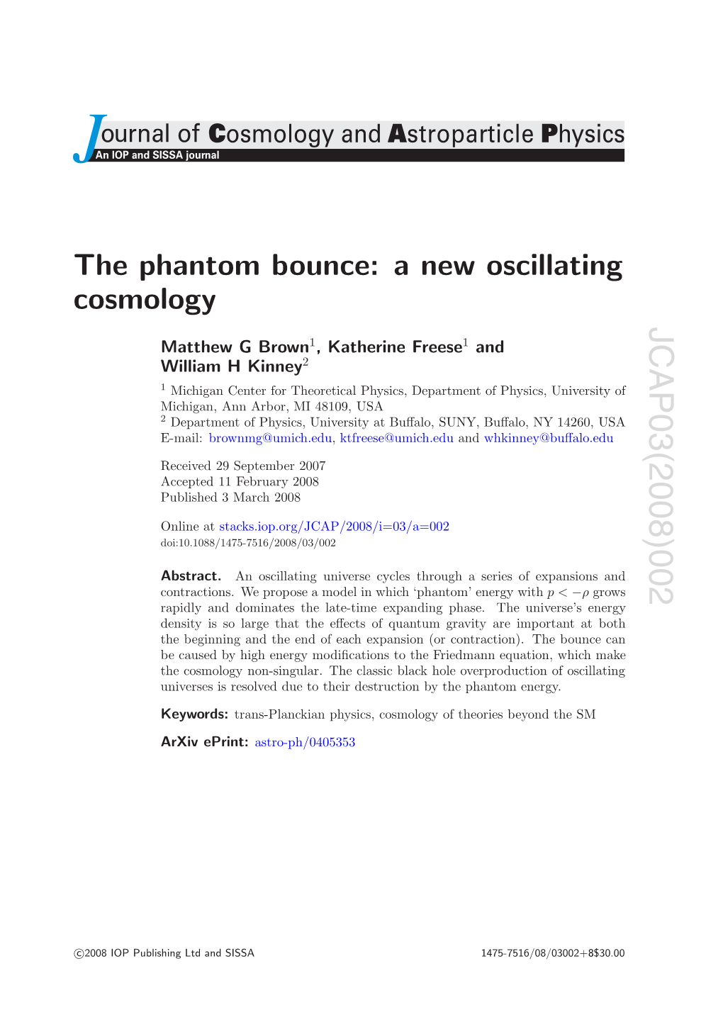 The Phantom Bounce: a New Oscillating Cosmology