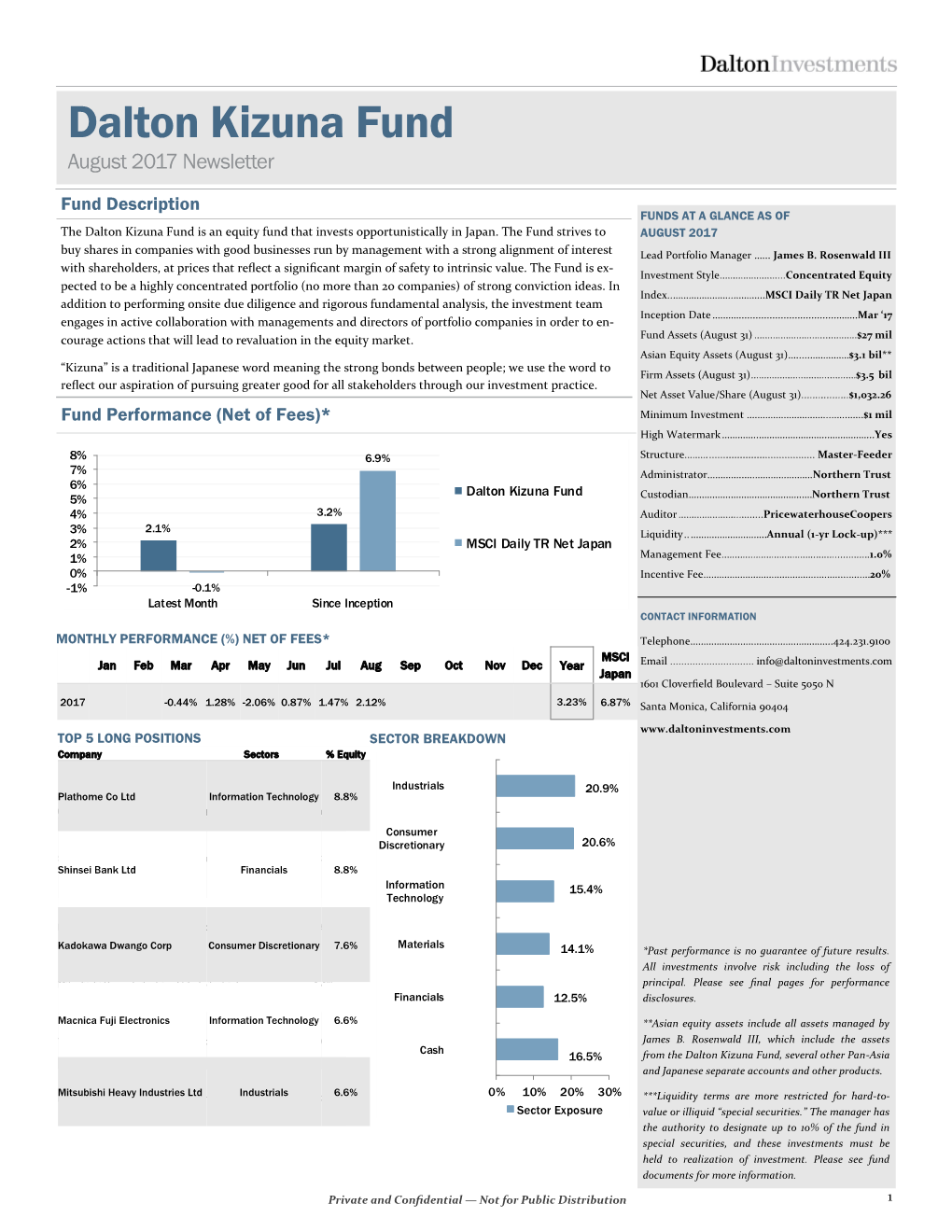 Dalton Kizuna Fund August 2017 Newsletter