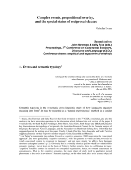 Complex Events, Propositional Overlay, and the Special Status of Reciprocal Clauses