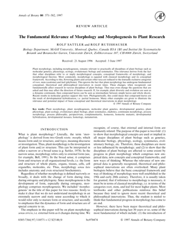 The Fundamental Relevance of Morphology and Morphogenesis to Plant Research