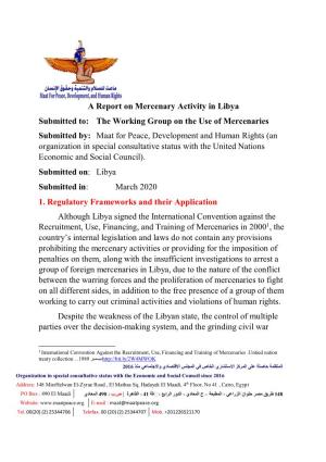 The Working Group on the Use of Mercenaries Submitted By: Maat For