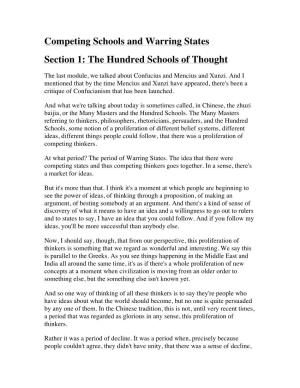 The Hundred Schools of Thought