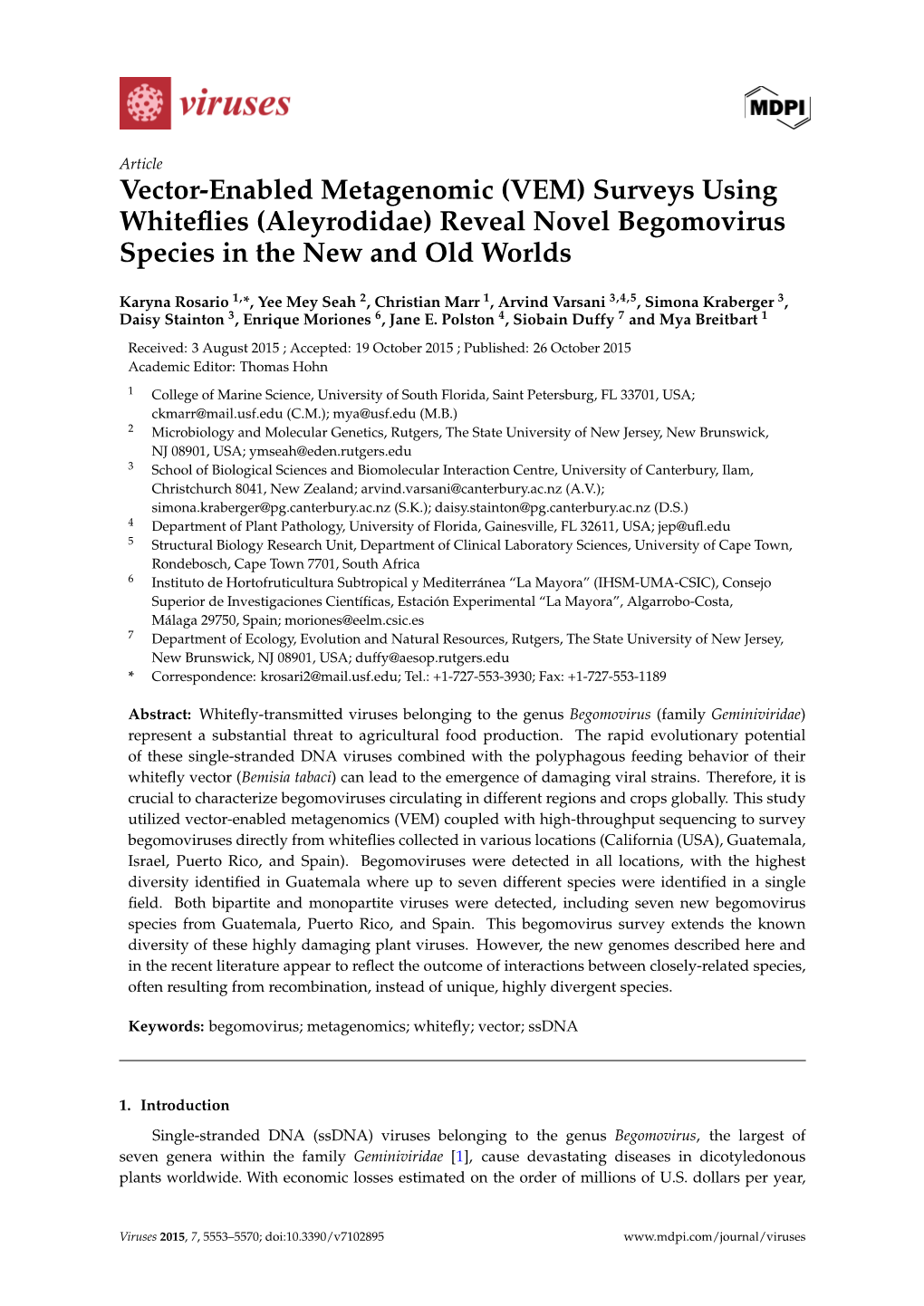 Surveys Using Whiteflies (Aleyrodidae) Reveal Novel