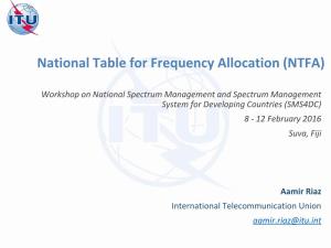 National Table for Frequency Allocation (NTFA)
