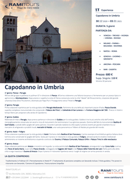 Capodanno in Umbria 30.12 2020 – 03.01 2021