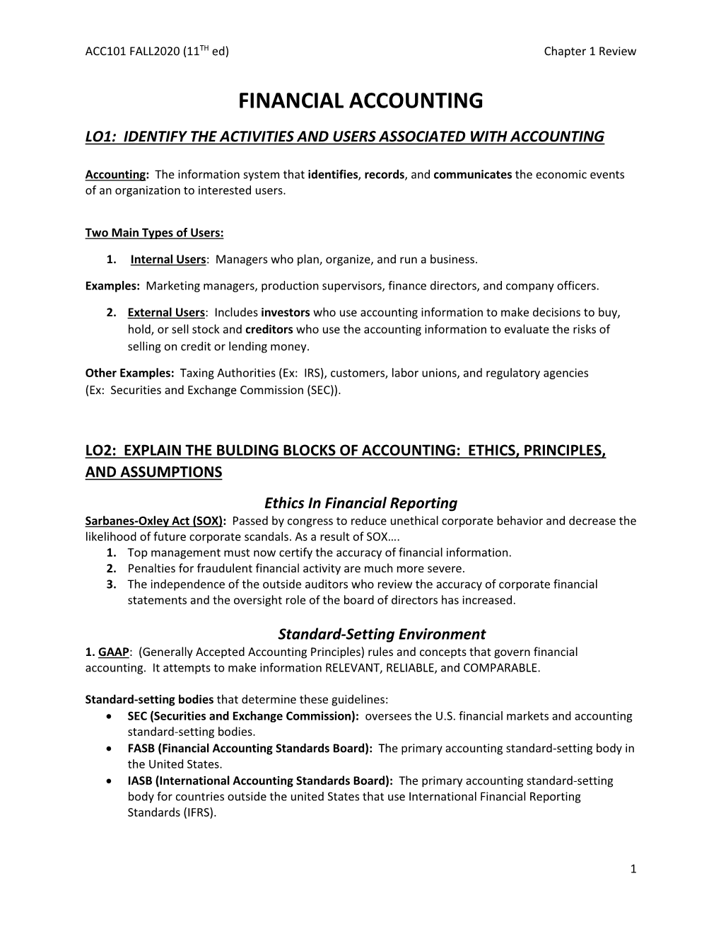 Financial Accounting Lo1: Identify the Activities and Users Associated ...