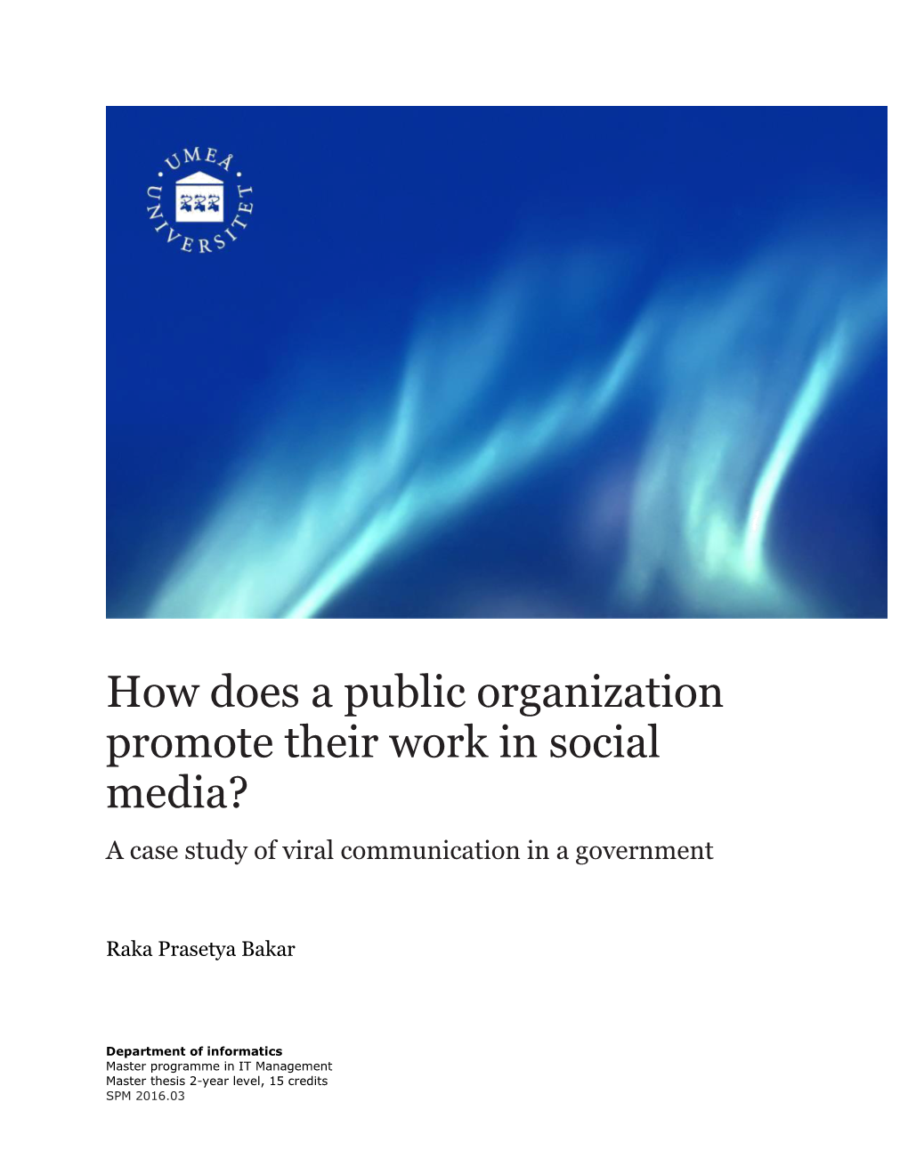 How Does a Public Organization Promote Their Work in Social Media?