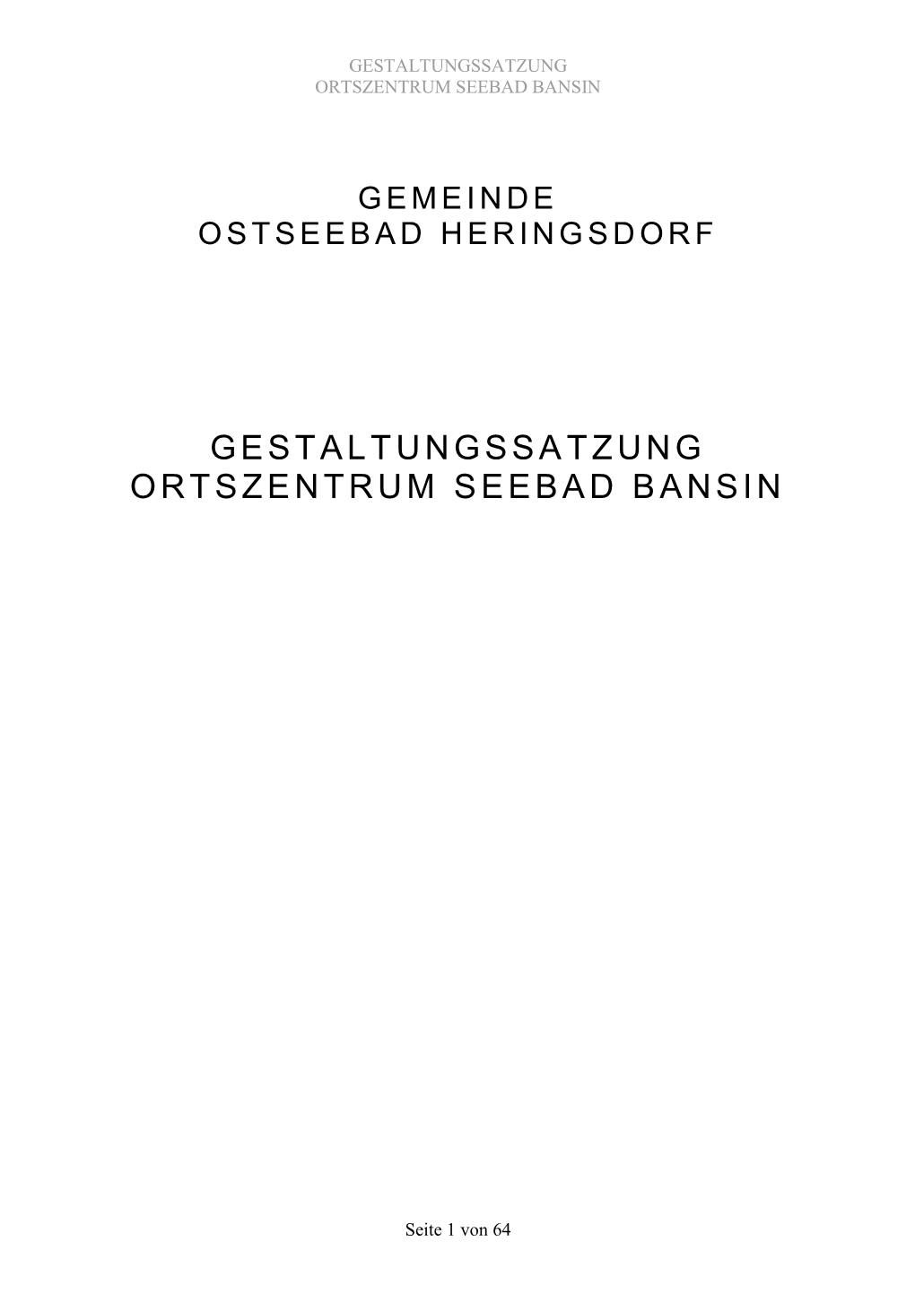 Gestaltungssatzung Ortszentrum Seebad Bansin