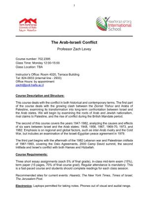 The Arab-Israeli Conflict Professor Zach Levey
