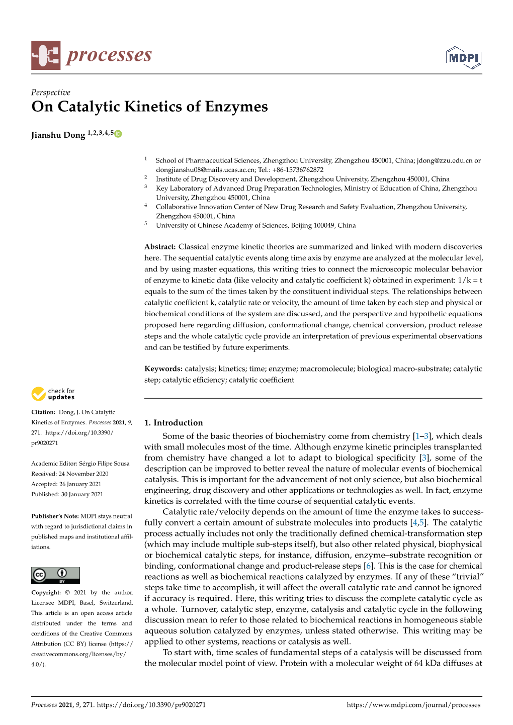 On Catalytic Kinetics of Enzymes