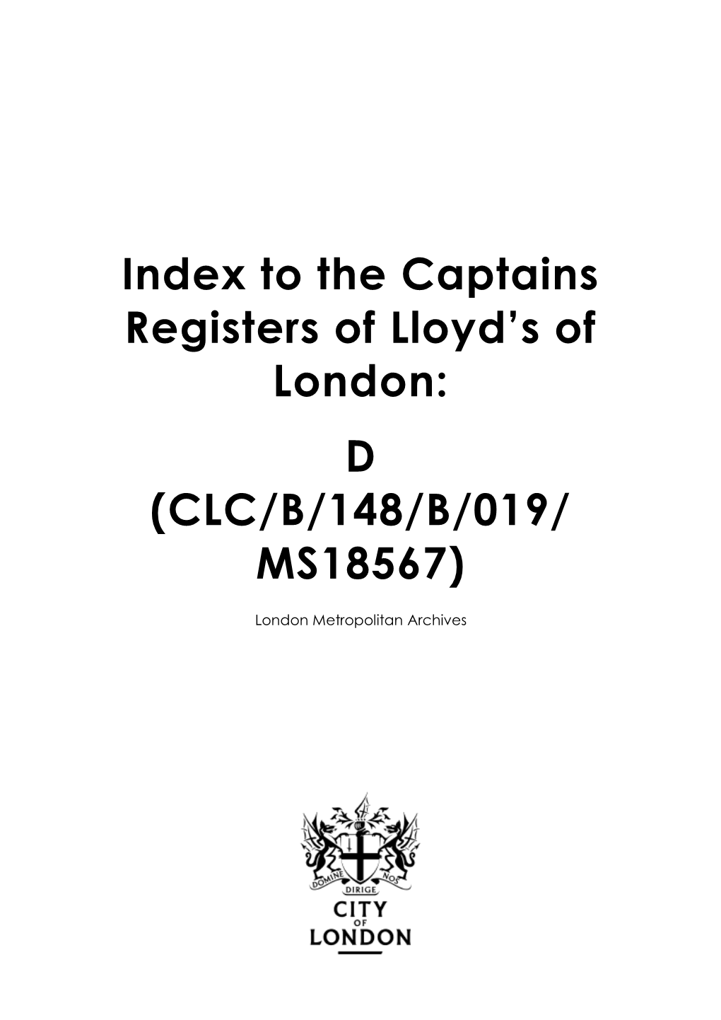 Index to the Captains Register of Lloyds Of
