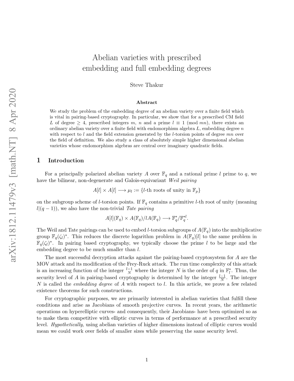 Abelian Varieties in Pairing-Based Cryptography