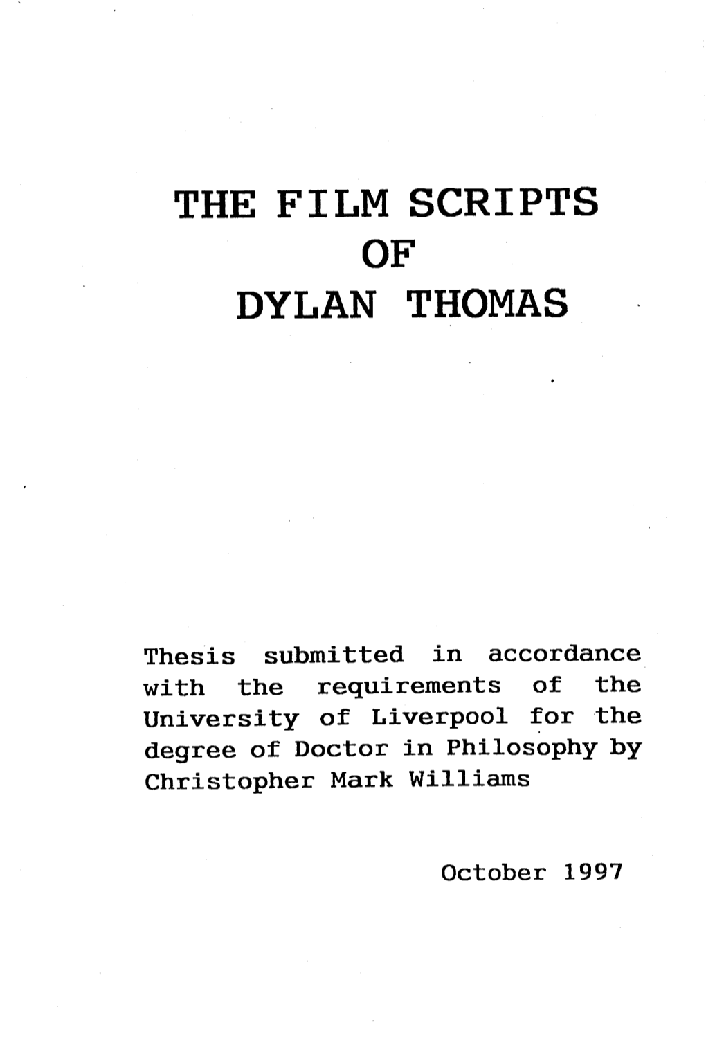 The Film Scripts of Dylan Thomas