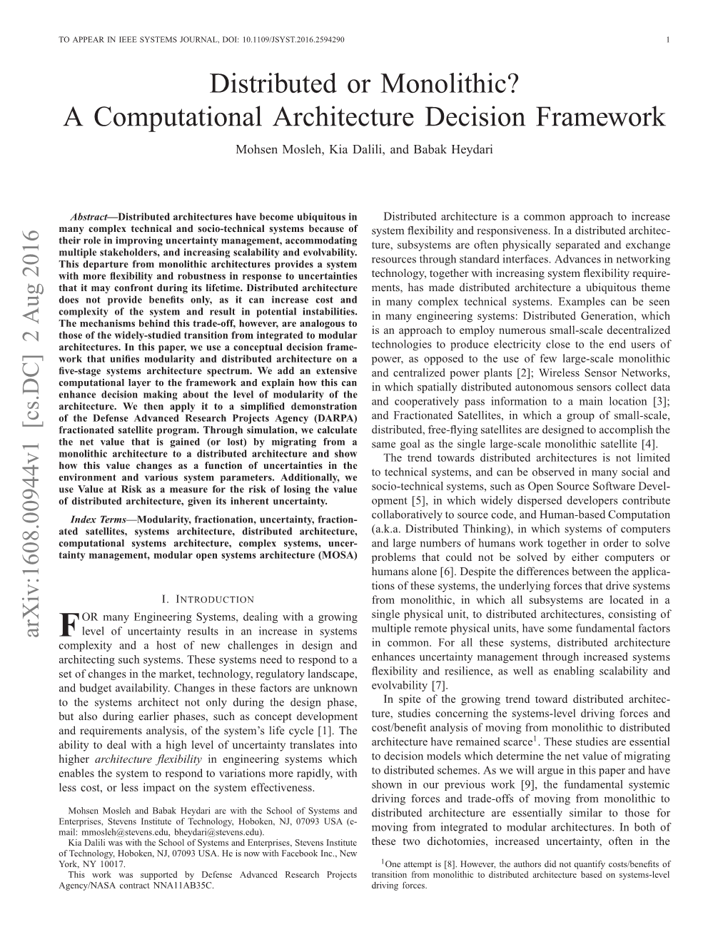 Distributed Or Monolithic? a Computational Architecture