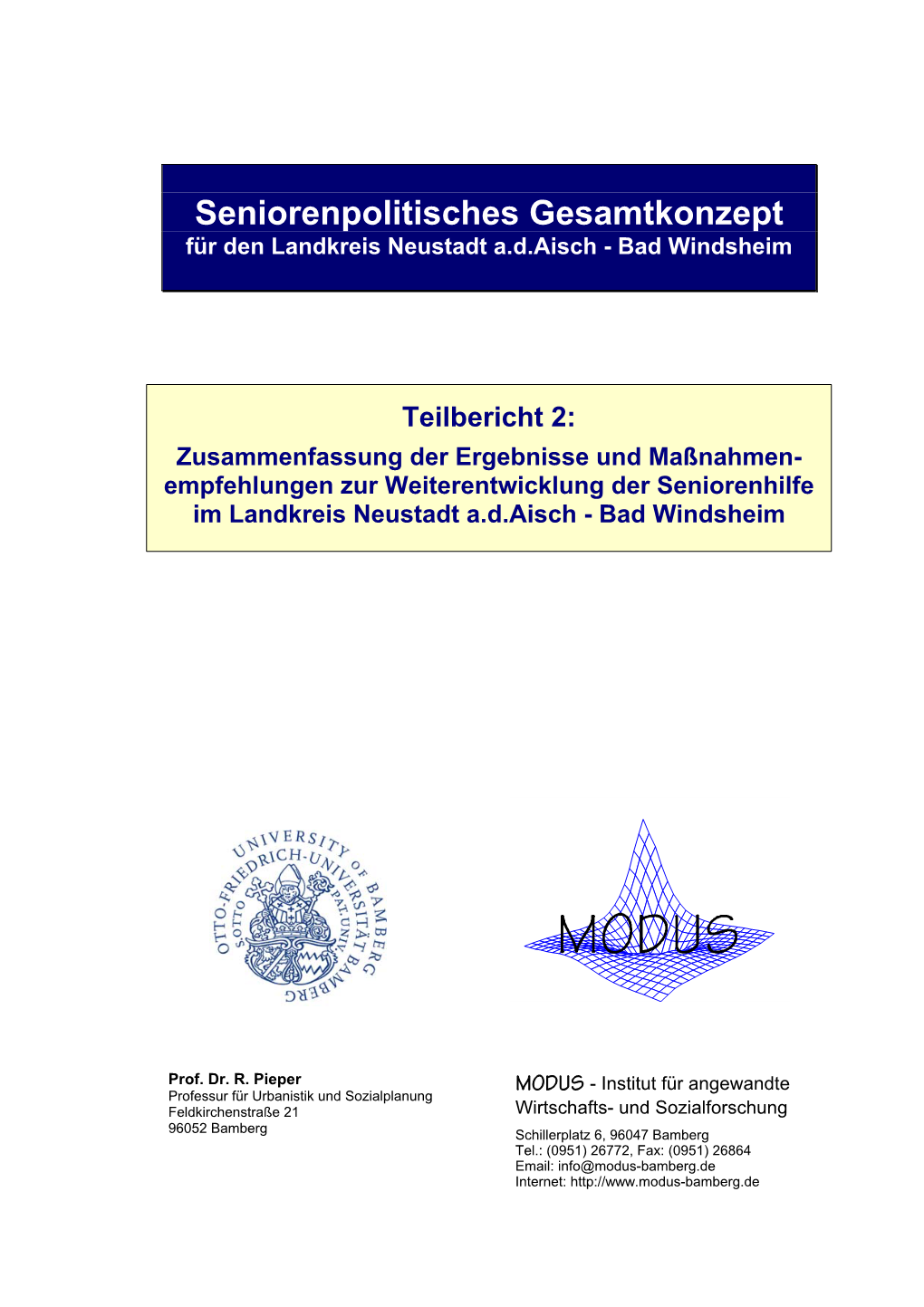 Seniorenpolitisches Gesamtkonzept Für Den Landkreis Neustadt A.D.Aisch - Bad Windsheim