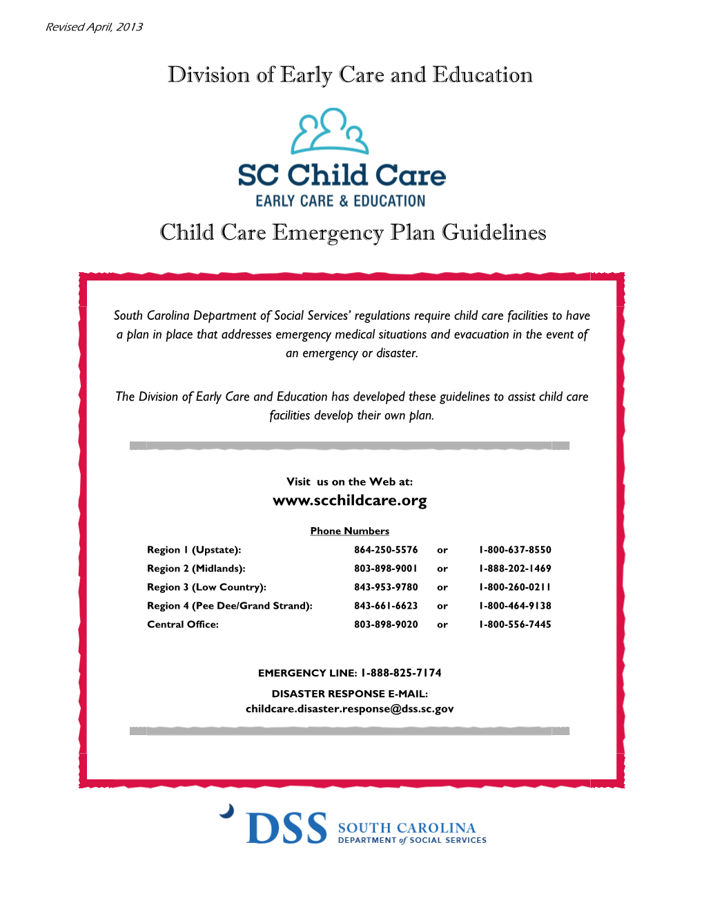 Division of Early Care and Education Child Care Emergency Plan